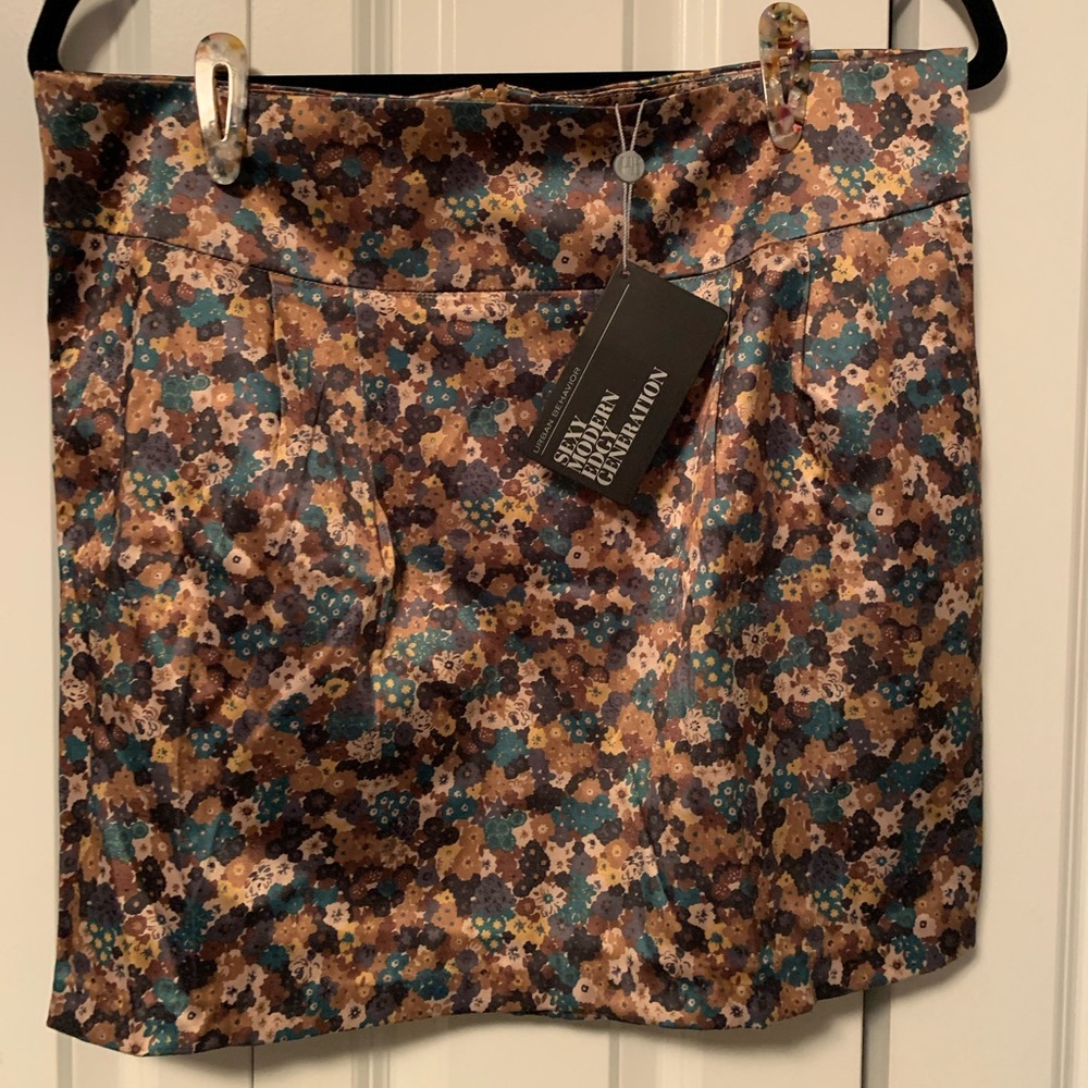 Satin floral skirt